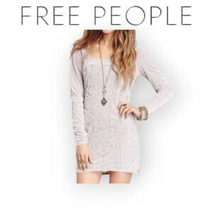 Free People Silver Velvet Open Back Cutout Long Sleeve Mini Party Dress M